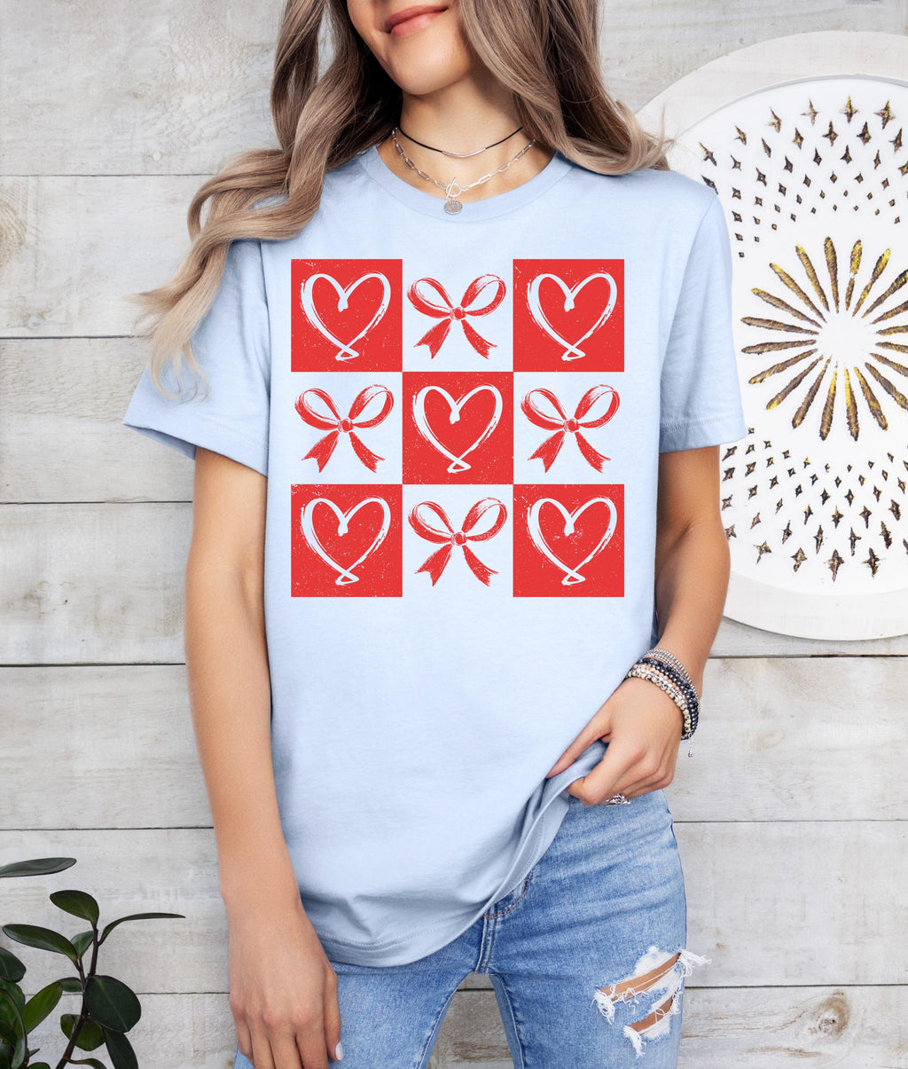 Heart & Bow Valentine's Day Sweatshirt: Brushstroke Design