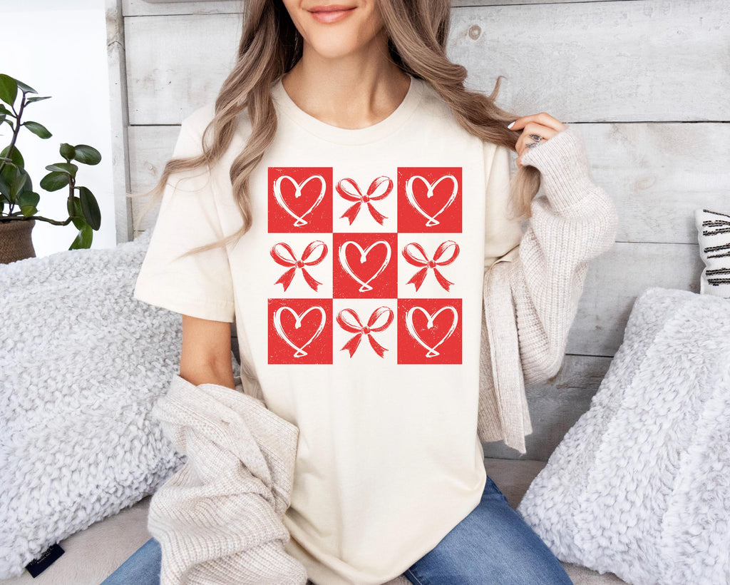 Heart & Bow Valentine's Day Sweatshirt: Brushstroke Design
