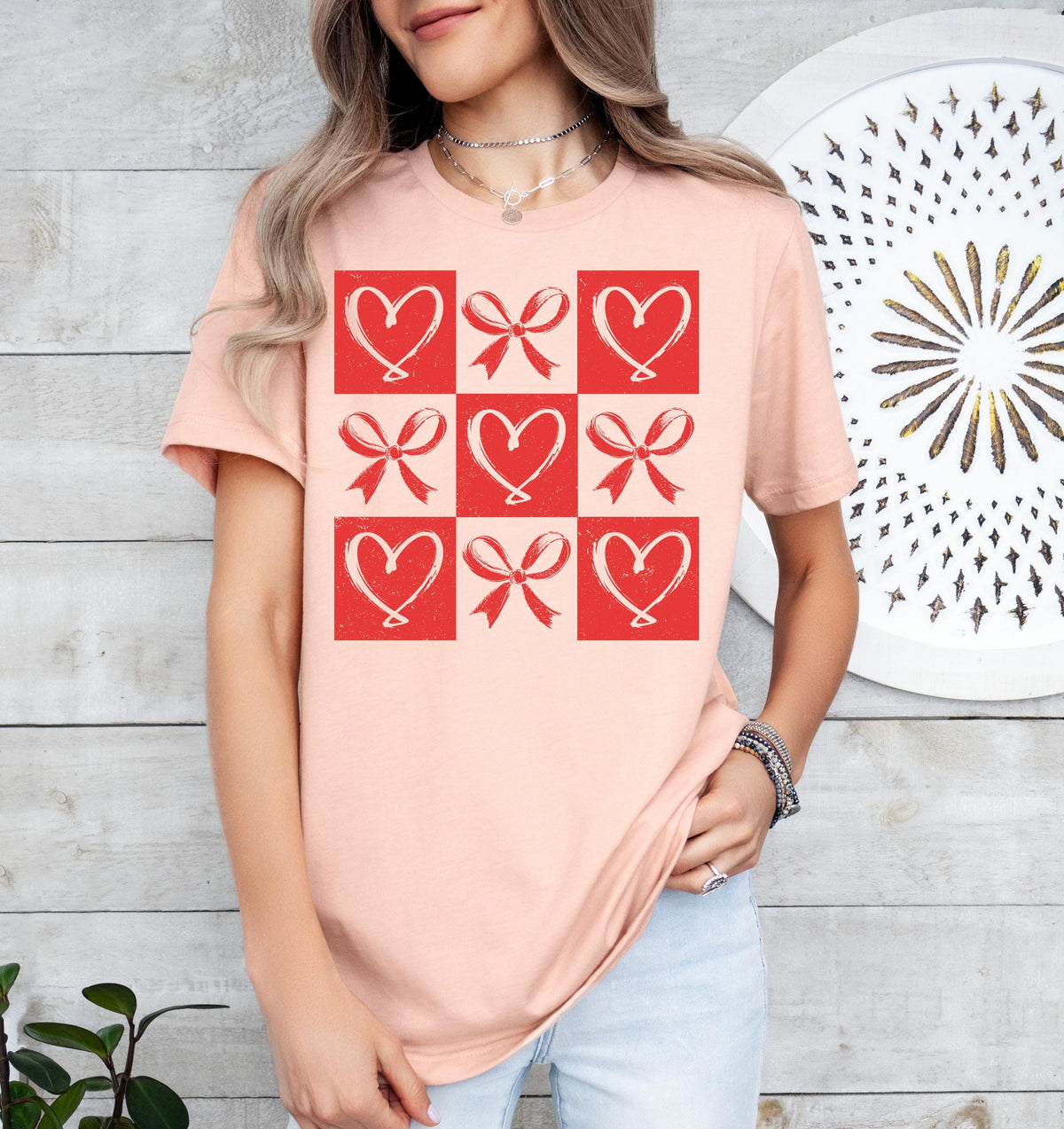 Heart & Bow Valentine's Day Sweatshirt: Brushstroke Design