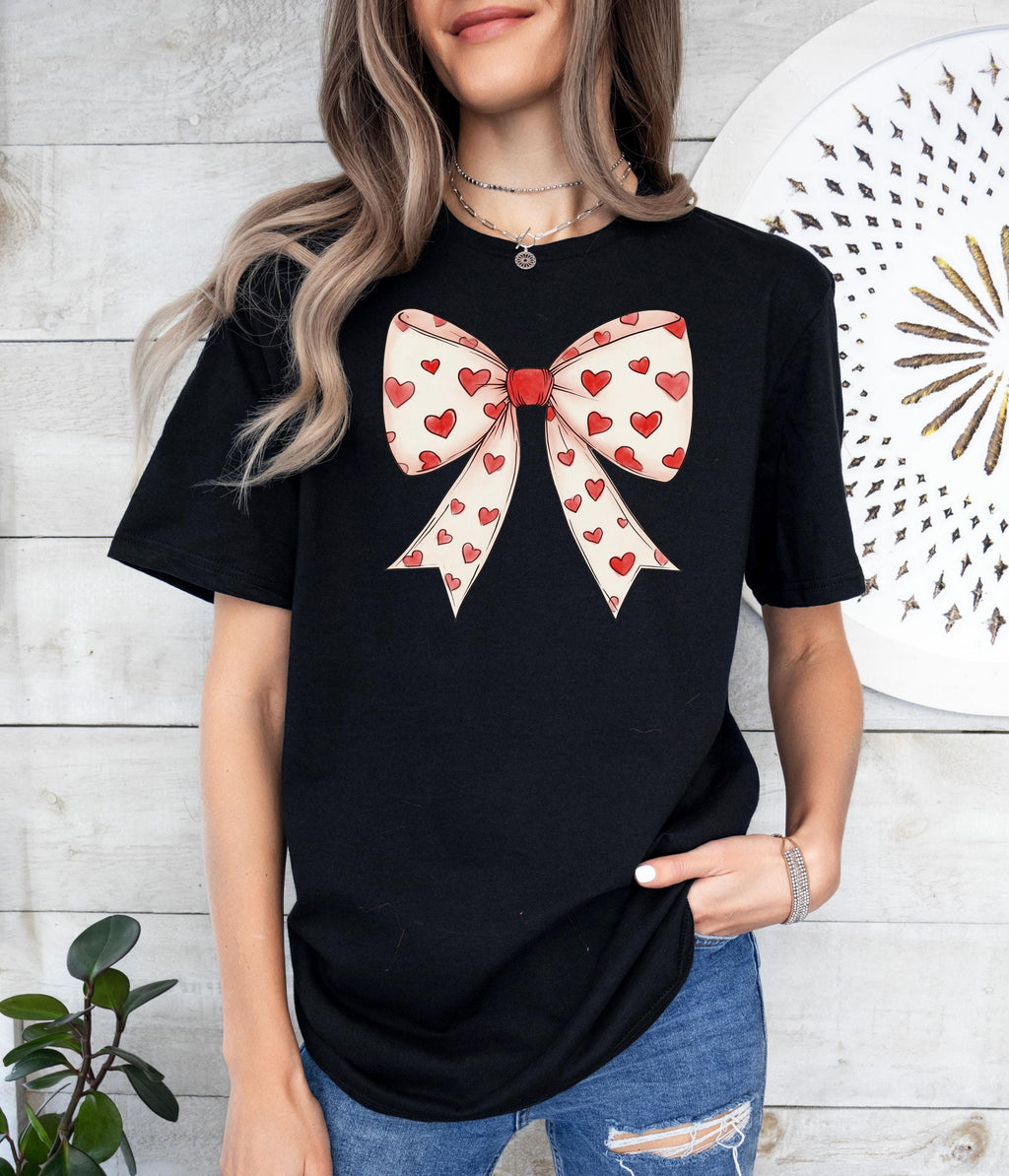 Coquette Valentine's Day Sweatshirt: Heart Bow Retro Shirt
