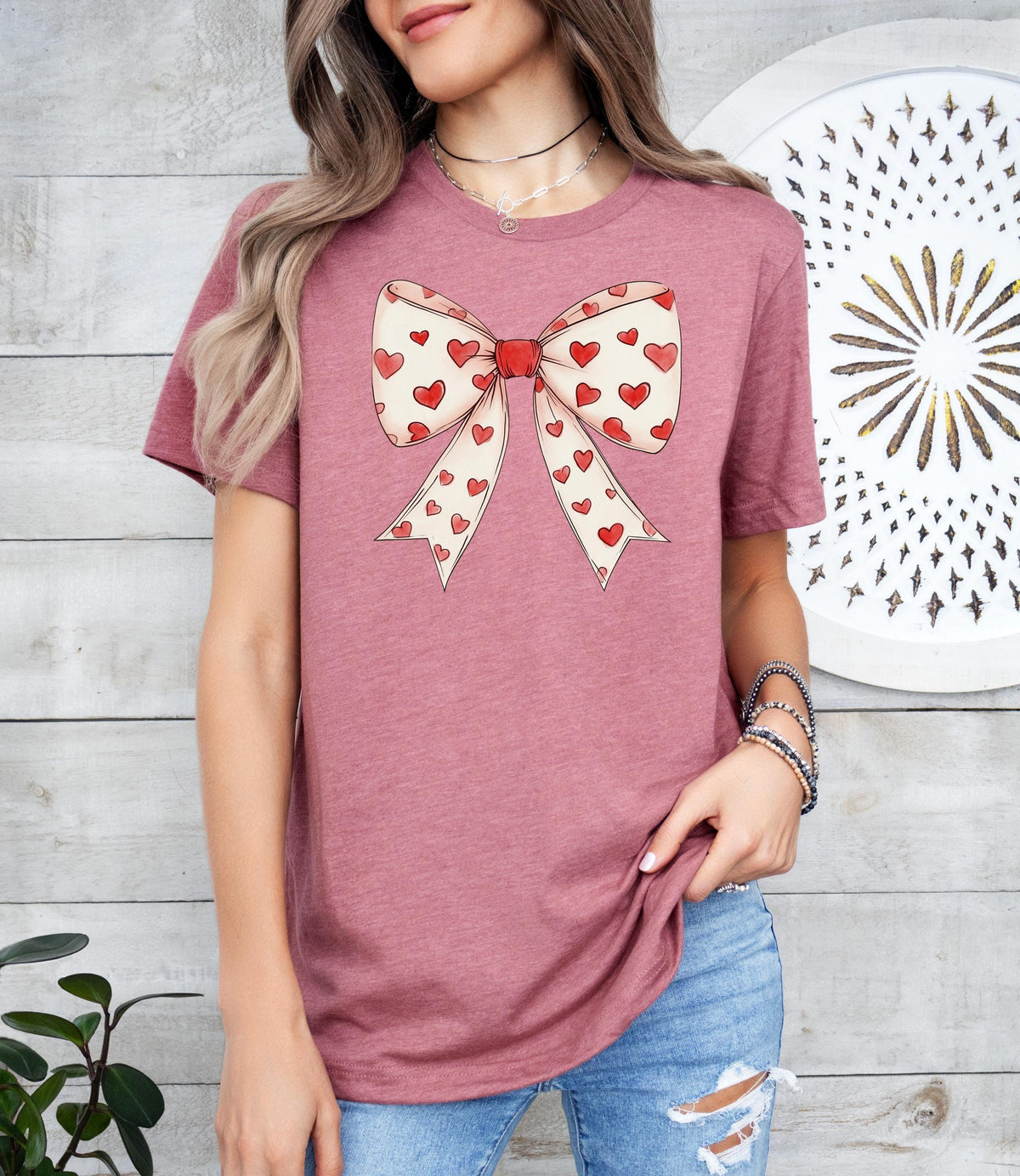 Coquette Valentine's Day Sweatshirt: Heart Bow Retro Shirt