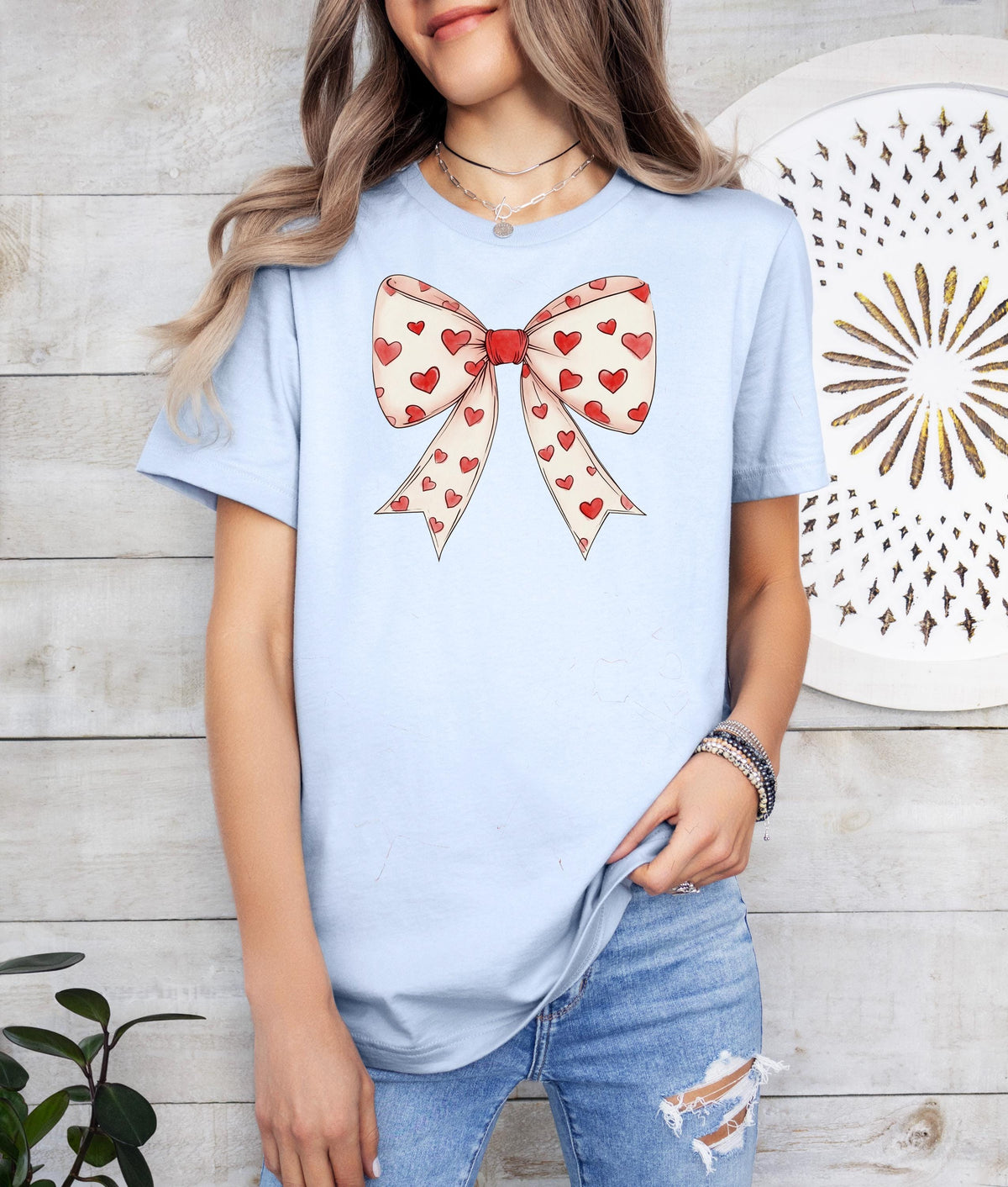Coquette Valentine's Day Sweatshirt: Heart Bow Retro Shirt