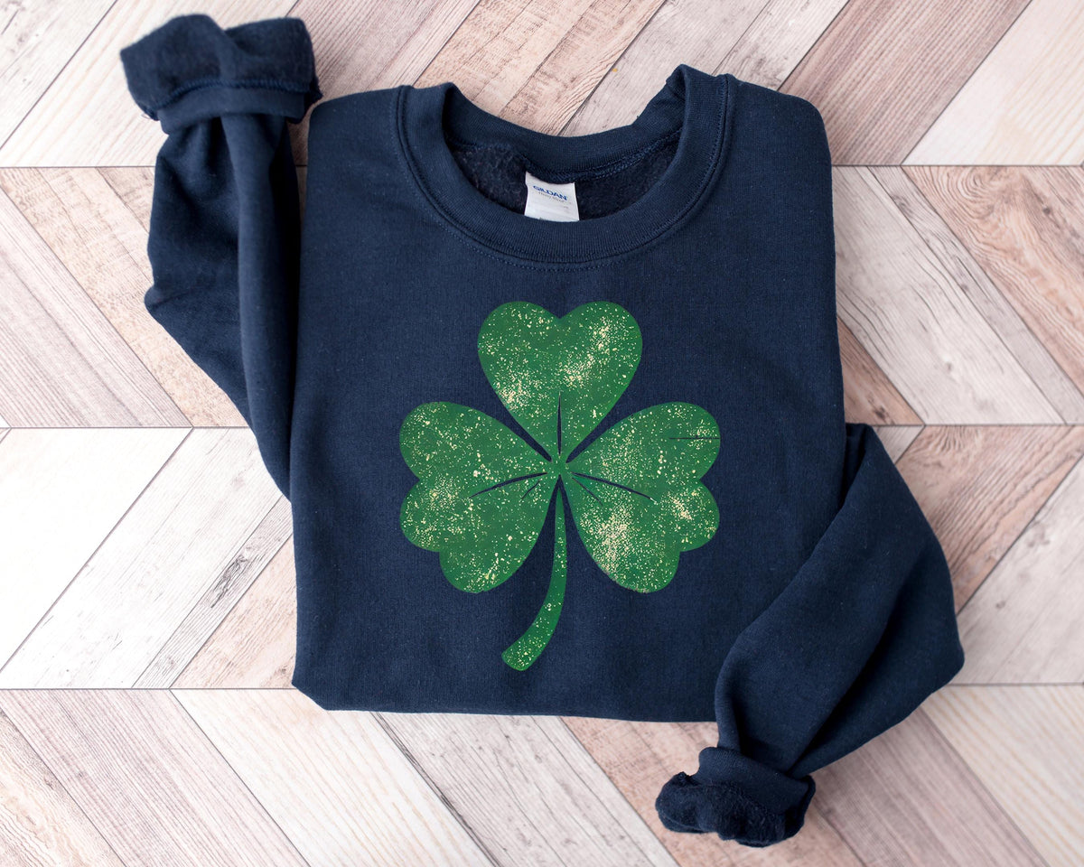 Retro Shamrock Sweatshirt, Cute St Patricks Day Irish Shirt