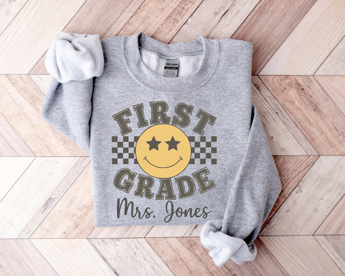 Retro Teacher Shirt: Custom Name, First Day of School Tee
