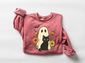 Retro Ghost and Cat Halloween Sweatshirt: Spooky Season Top