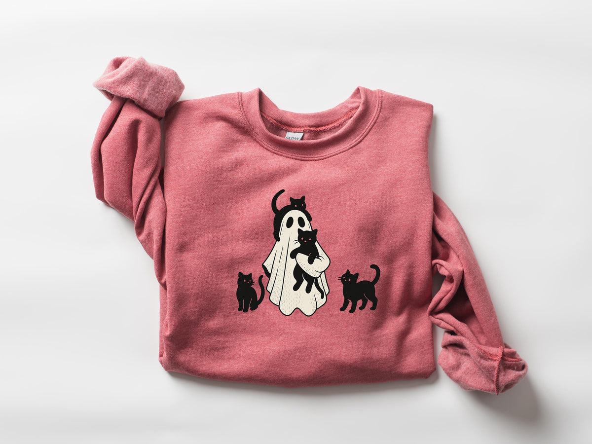Halloween Black Cat Ghost T-Shirt: Spooky Season Outfit