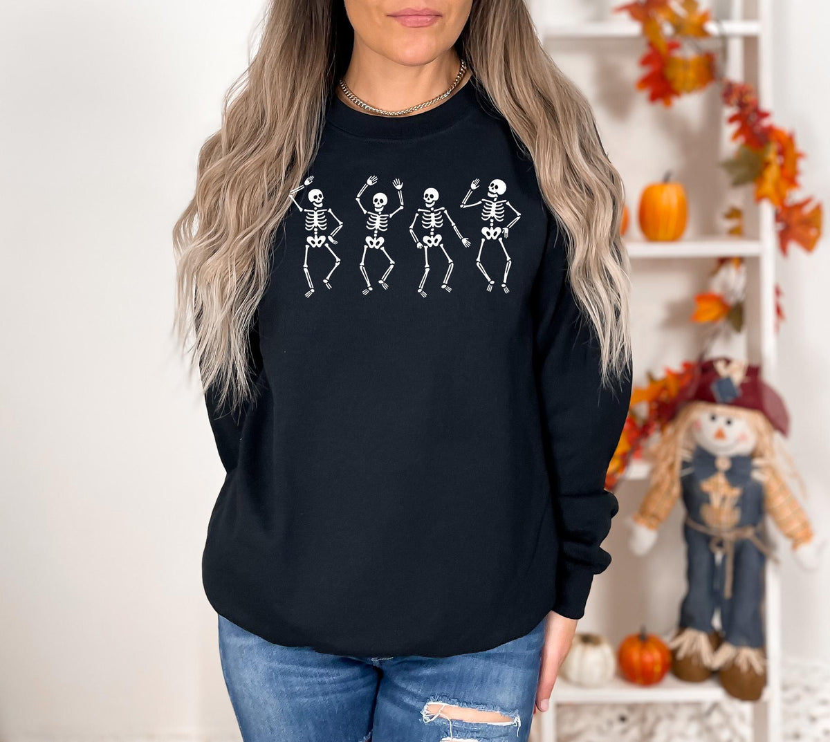 Dancing Skeleton Sweatshirt: Funny Halloween Crewneck