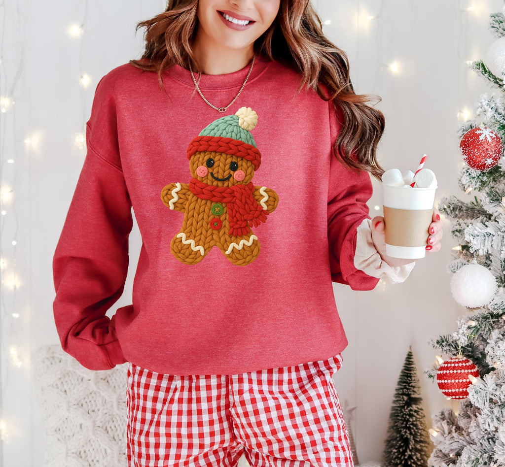 Christmas Gingerbread Man Shirt, Cozy Crochet Style Tee (DTF Transfer)