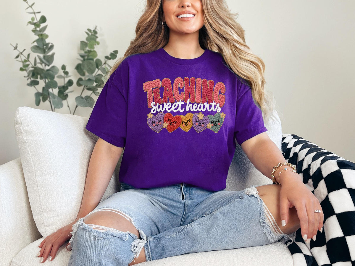 Crochet-Style Teacher Valentine Sweatshirt, DTF Transfer