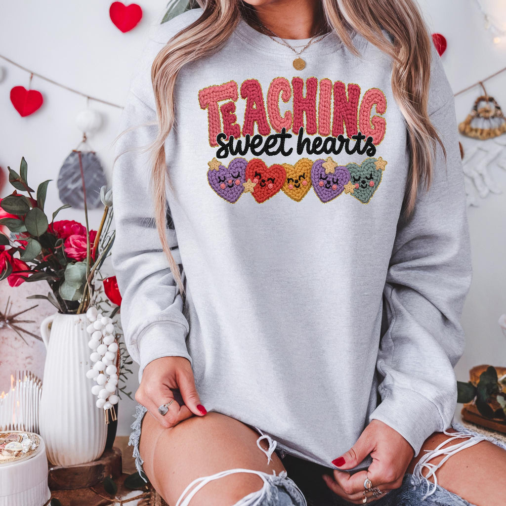 Crochet-Style Teacher Valentine Sweatshirt, DTF Transfer