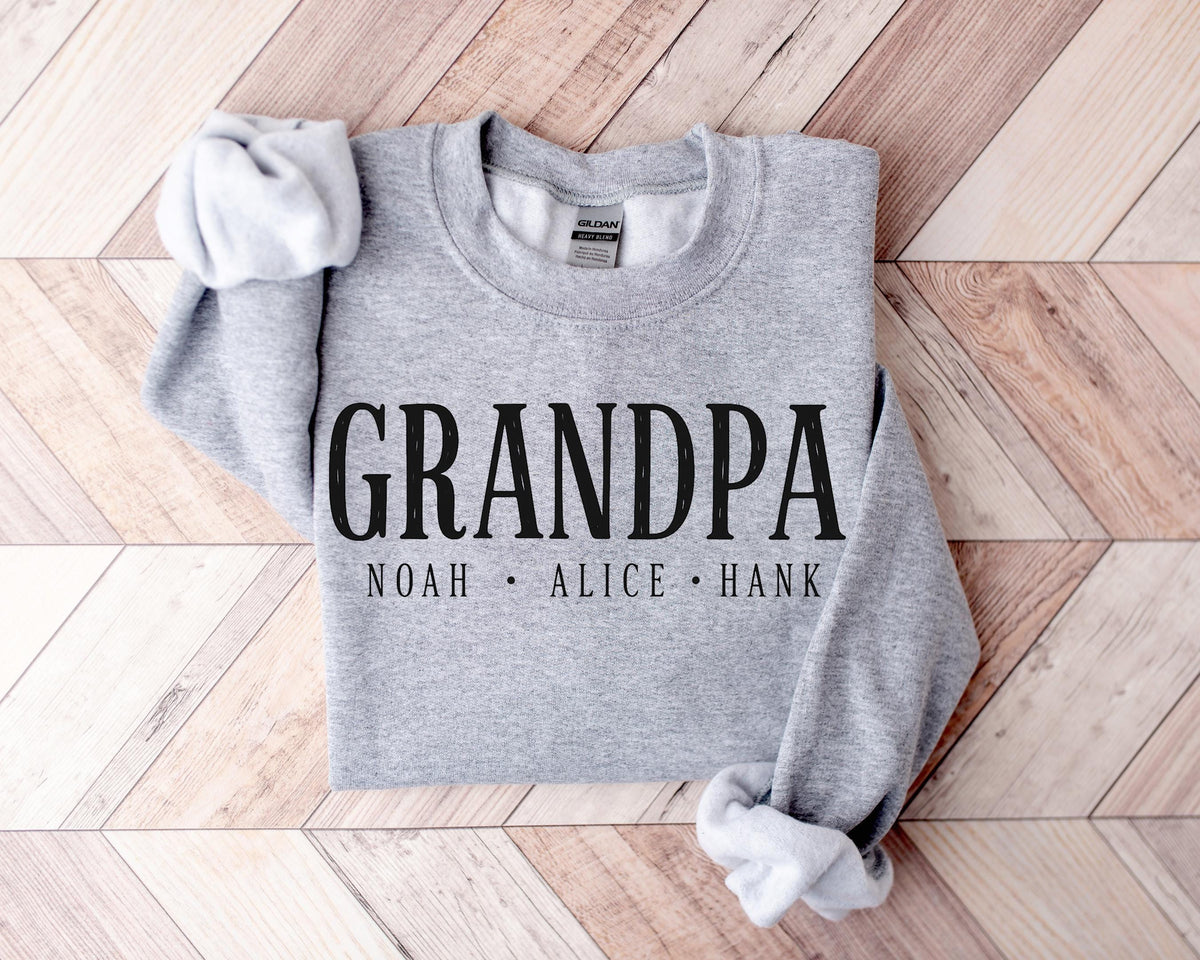 Custom Grandpa Sweatshirt With Kids Names, Fathers Day Gift