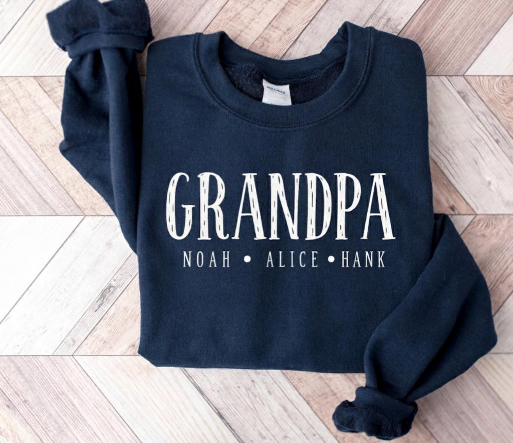 Custom Grandpa Sweatshirt With Kids Names, Fathers Day Gift