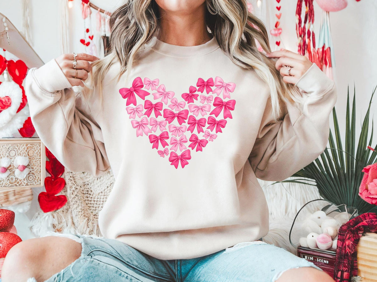 Heart Coquette Bow Valentines Shirt, Womens Love Top