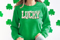 Lucky St Patricks Day Sweatshirt, Crochet Style Print