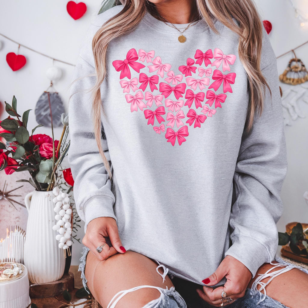 Heart Coquette Bow Valentines Shirt, Womens Love Top
