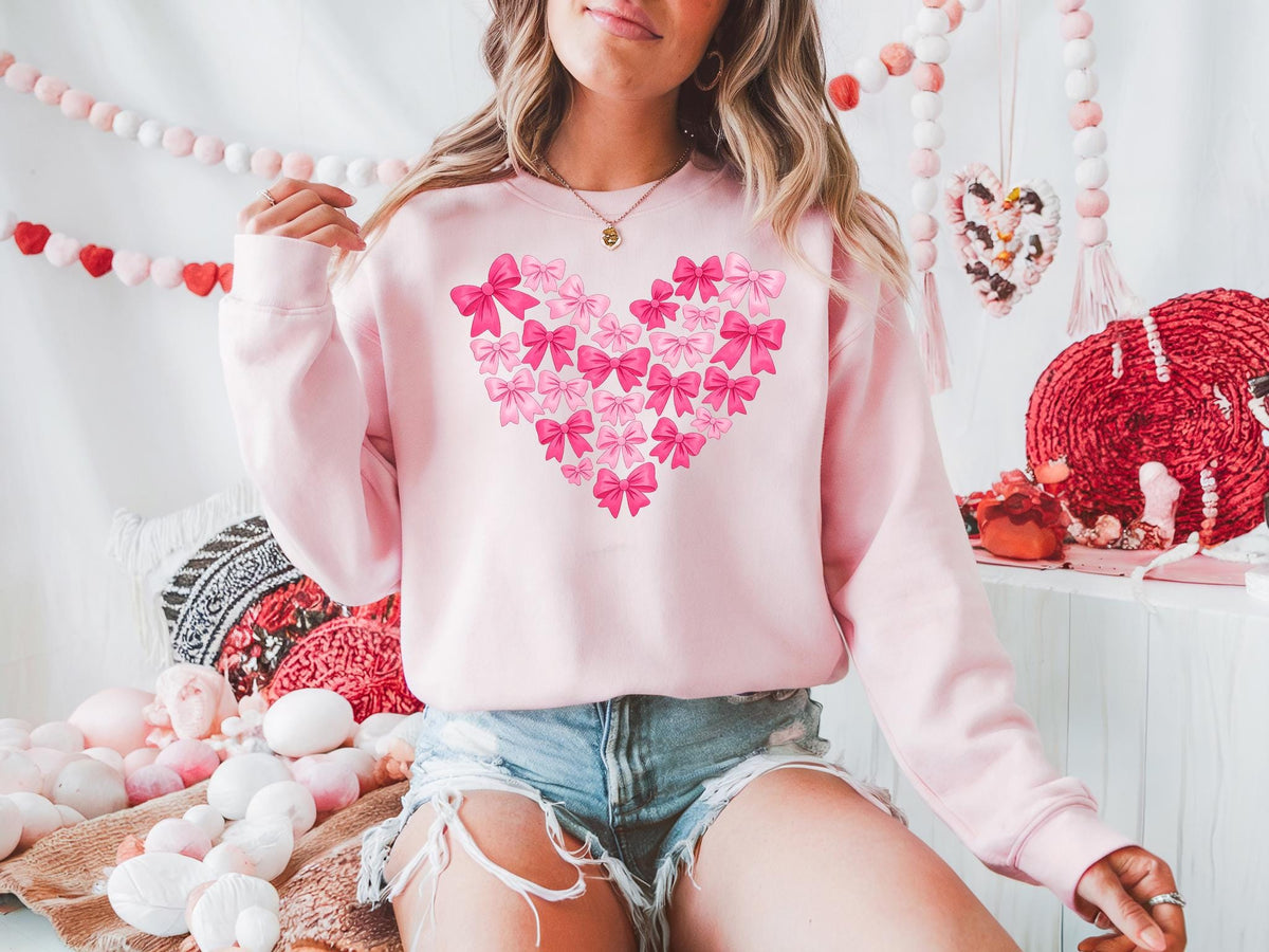 Heart Coquette Bow Valentines Shirt, Womens Love Top