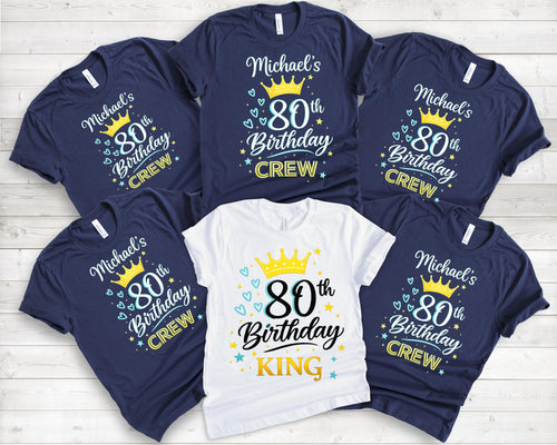80th Birthday Crew T-Shirt, King Papa Tee