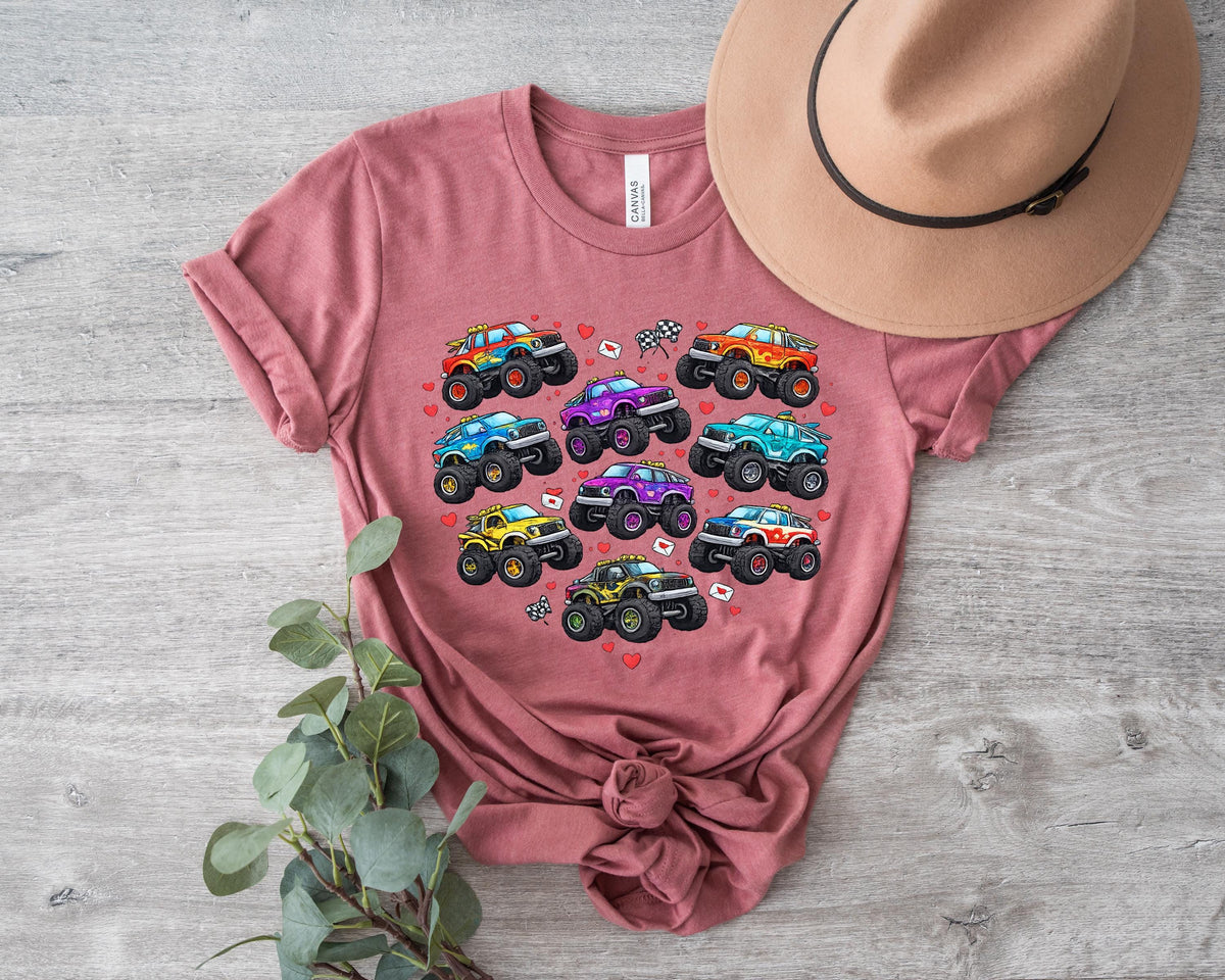 Monster Truck Valentine Shirt, Boys Kids Toddler Outfit