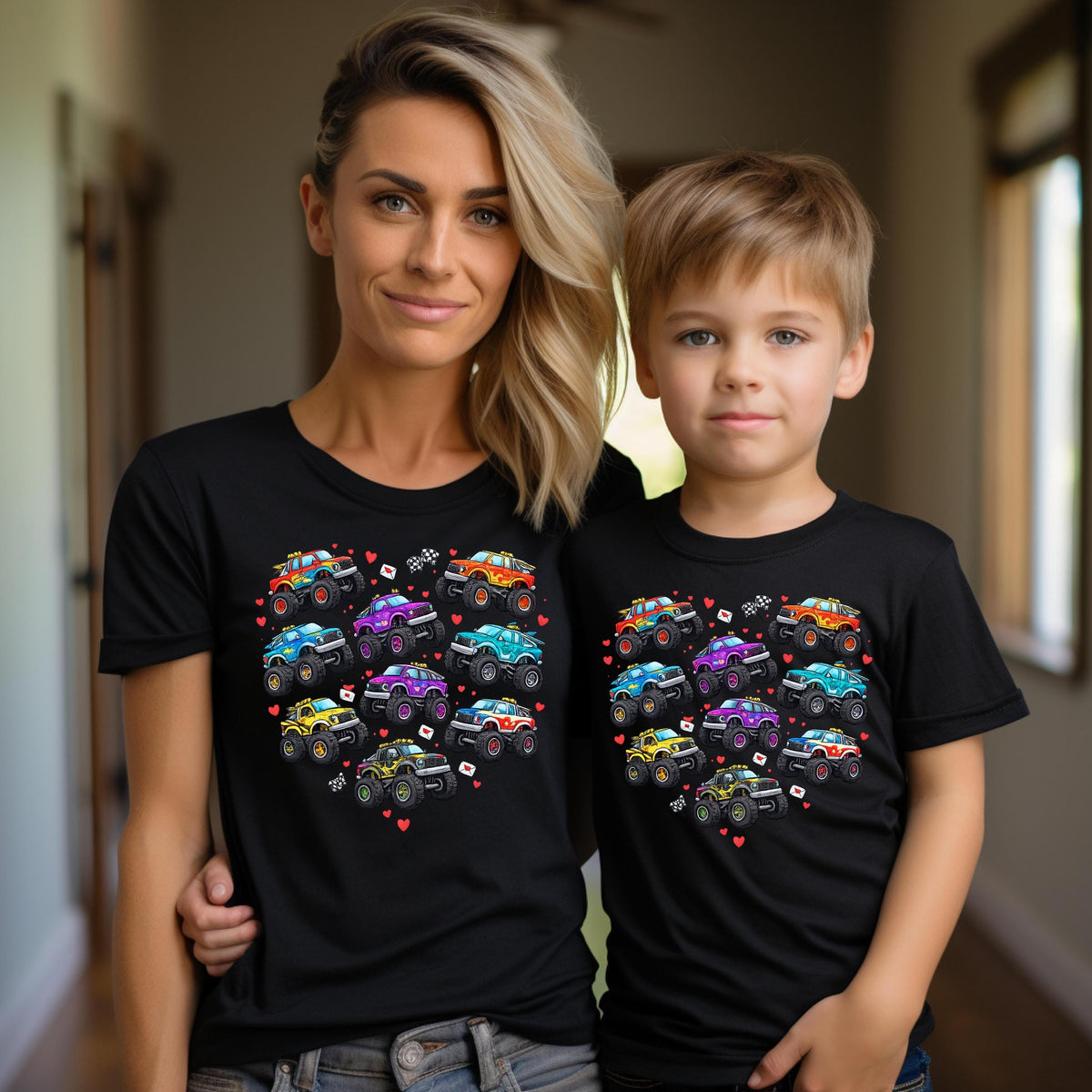 Monster Truck Valentine Shirt, Boys Kids Toddler Outfit
