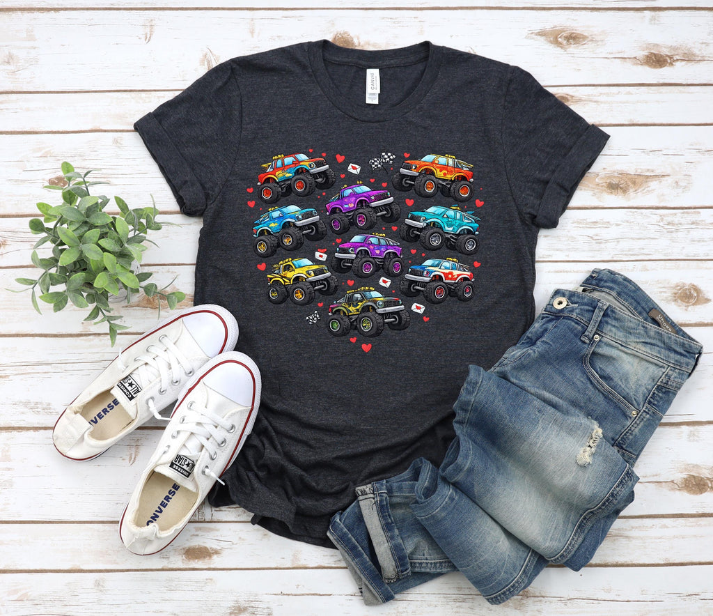 Monster Truck Valentine Shirt, Boys Kids Toddler Outfit