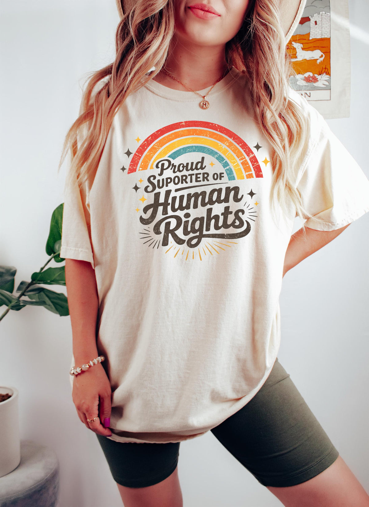 Retro Rainbow Human Rights T-Shirt, Everyone Welcome