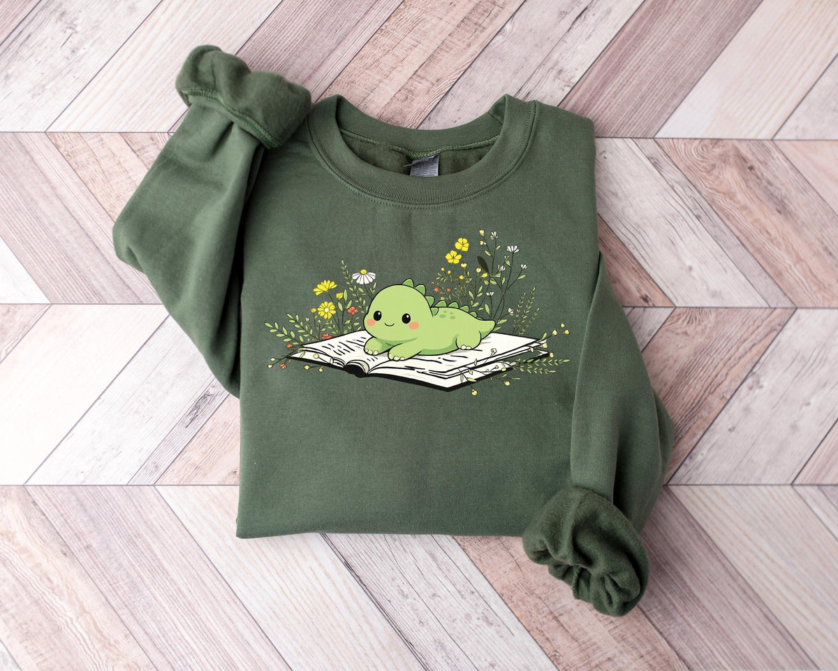 Dragon Book Sweatshirt, Cottagecore Bookworm Sweater