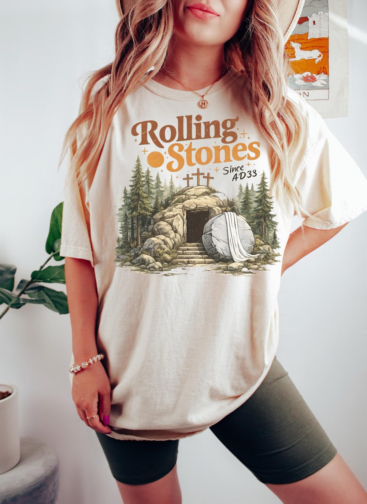He Is Risen Easter T-Shirt, Rolling Stones Christian Tee