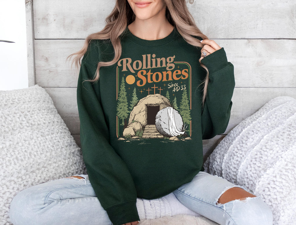 He Is Risen Easter T-Shirt, Rolling Stones Christian Tee