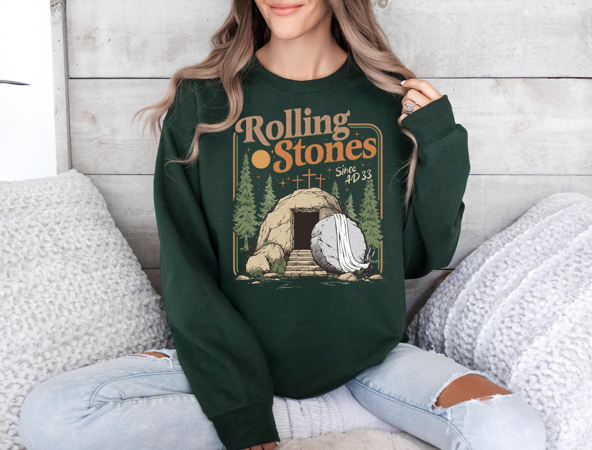 He Is Risen Easter T-Shirt, Rolling Stones Christian Tee