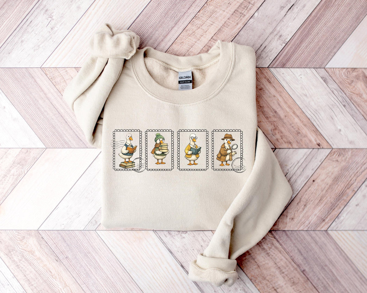 Bookish Goose Stamp T-Shirt, Librarian Teacher Tee, Fall Trend Top