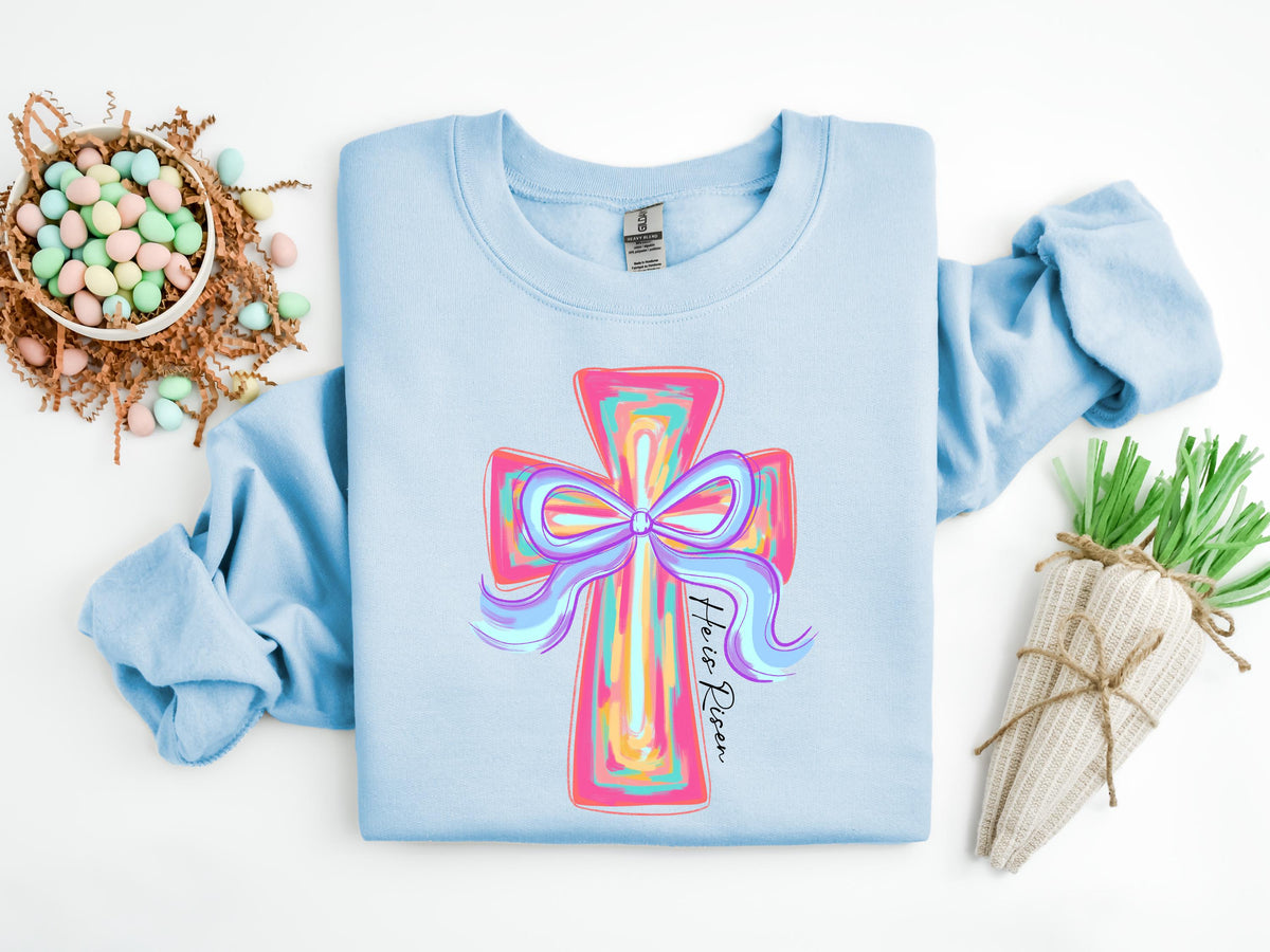 He Is Risen Easter Shirt, Christian Cross Graphic Tee