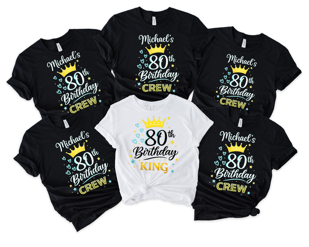 80th Birthday Crew T-Shirt, King Papa Tee