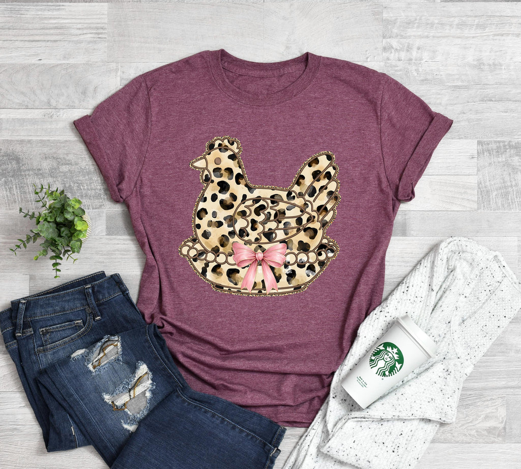 Leopard Chicken Easter Shirt, Christian Hen Grandma Tee