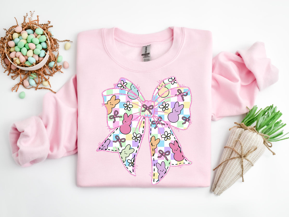 Easter Bunny Bow Shirt, Coquette Peeps Tee, Happy Easter Gift