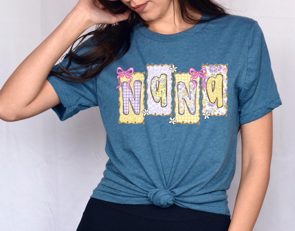Floral Mama Easter Shirt, Patchwork Tee, Retro Nana Shirt