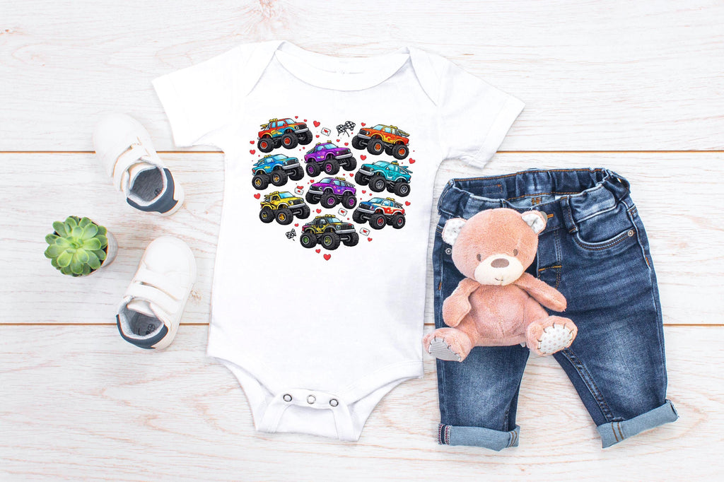 Monster Truck Valentine Shirt, Boys Kids Toddler Outfit