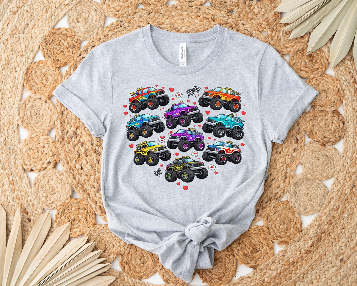 Monster Truck Valentine Shirt, Boys Kids Toddler Outfit