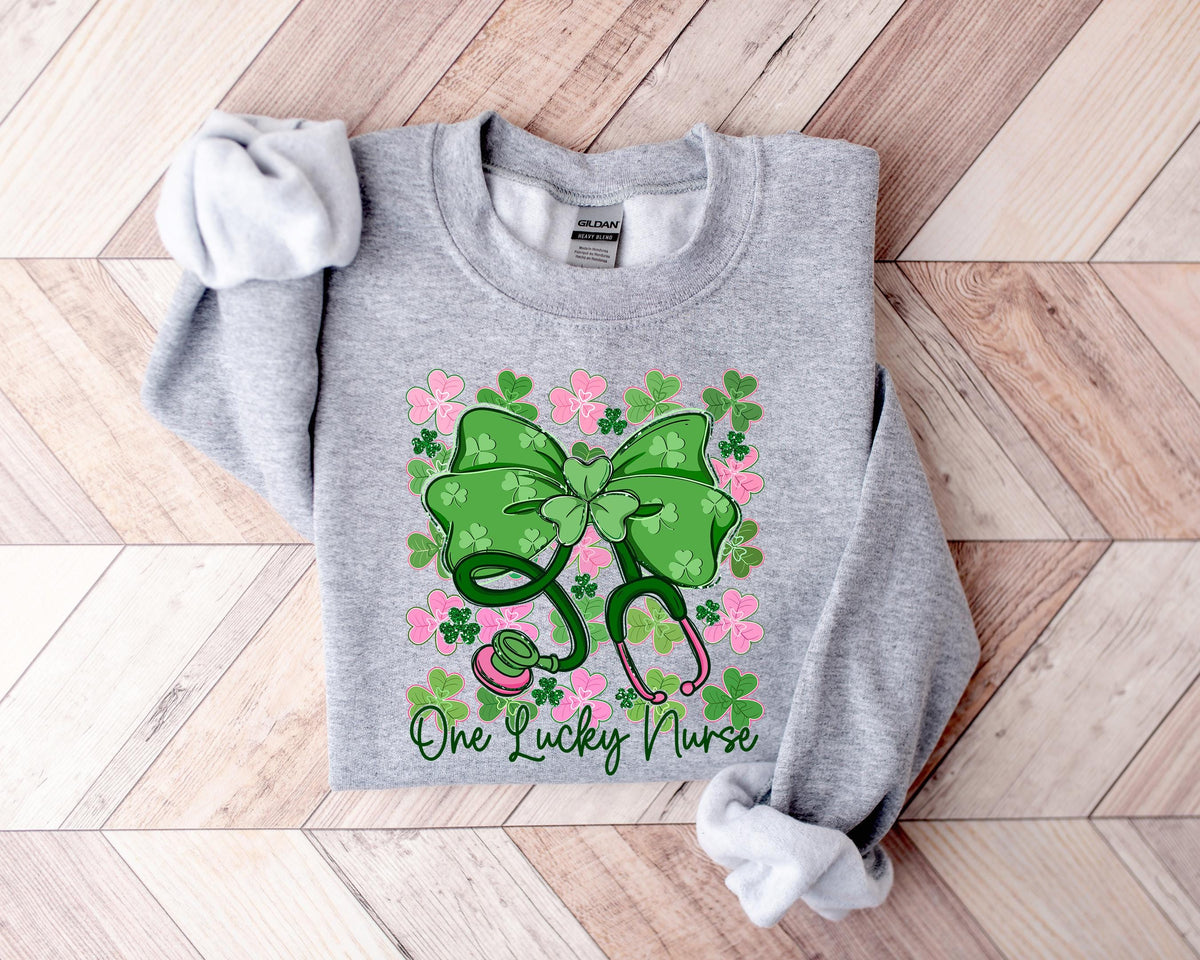 Nurse St Patricks Day Shamrock Sweatshirt, Lucky Irish Nurse Apparel