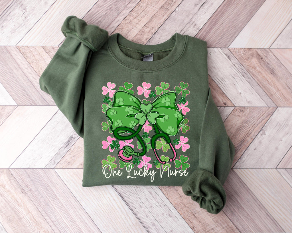 Nurse St Patricks Day Shamrock Sweatshirt, Lucky Irish Nurse Apparel