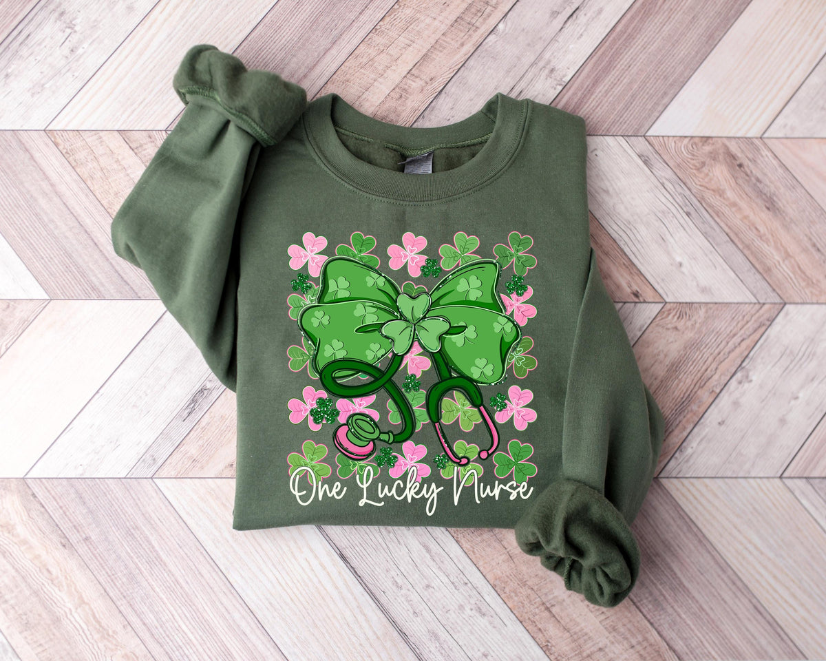 Nurse St Patricks Day Shamrock Sweatshirt, Lucky Irish Nurse Apparel