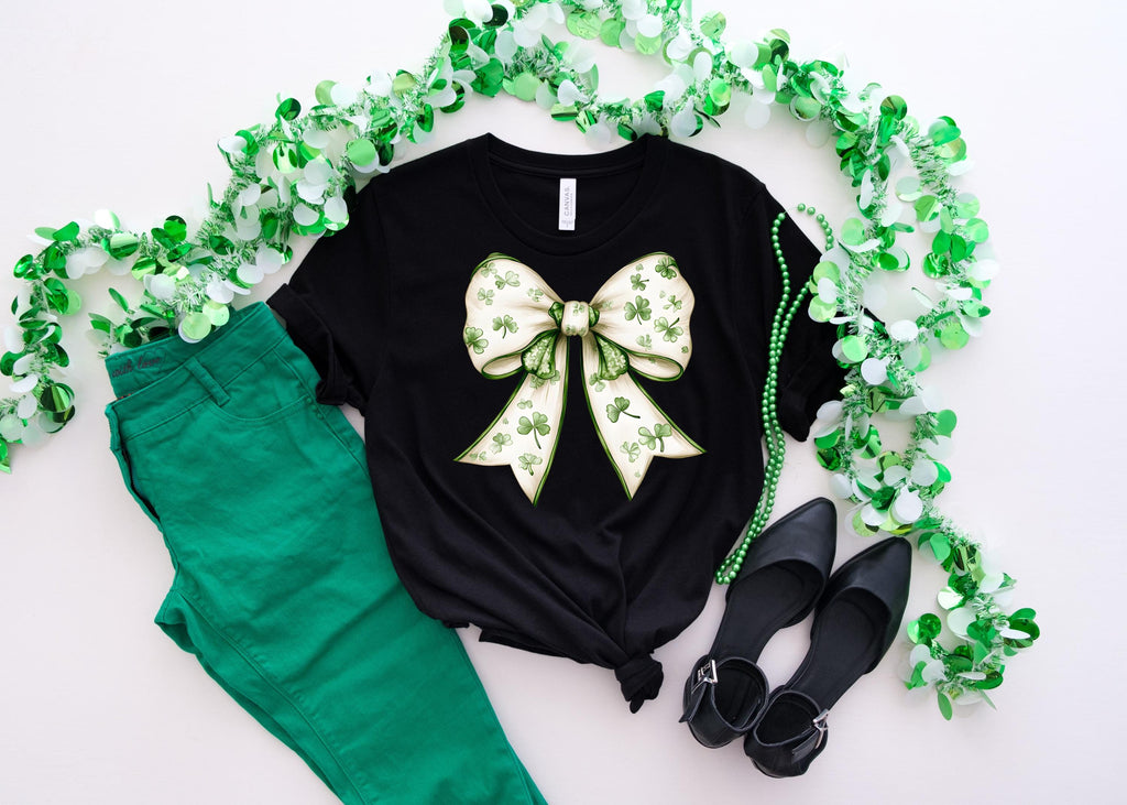 Coquette Shamrock Bow Shirt, St Patrick's Day Irish Party Top
