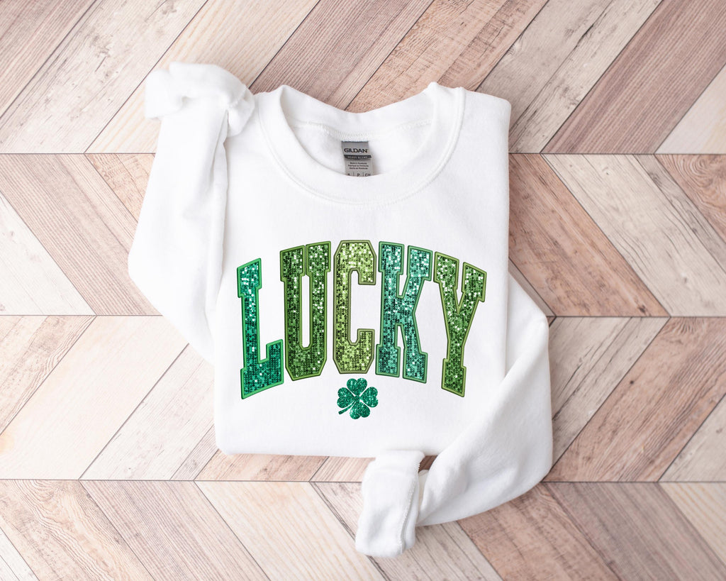 Retro Shamrock Sweatshirt, Womens St Patricks Day Lucky Clover Shirt