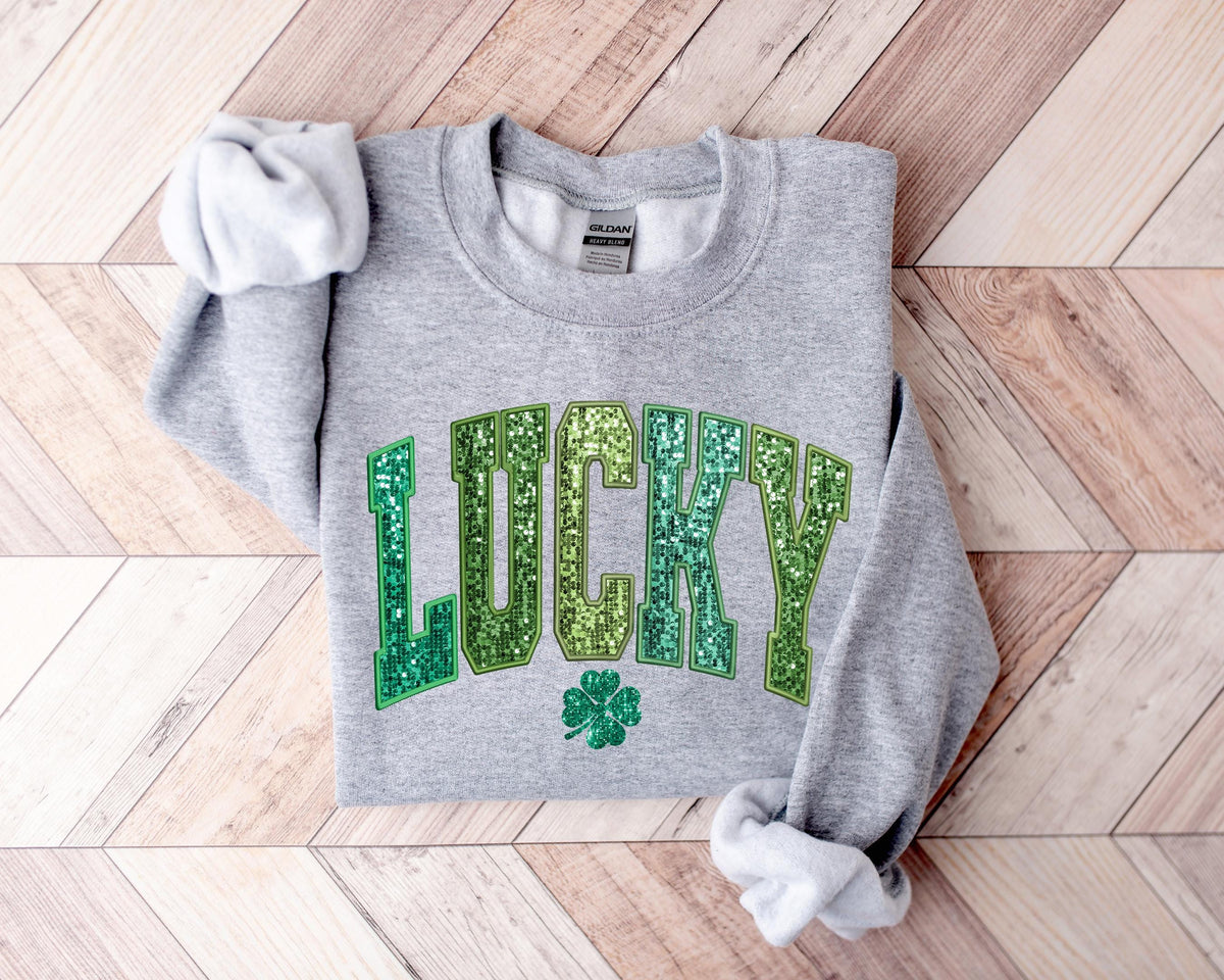 Retro Shamrock Sweatshirt, Womens St Patricks Day Lucky Clover Shirt