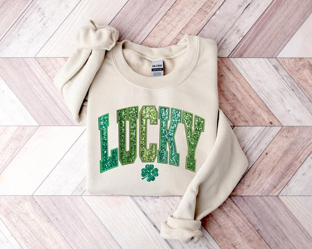 Retro Shamrock Sweatshirt, Womens St Patricks Day Lucky Clover Shirt