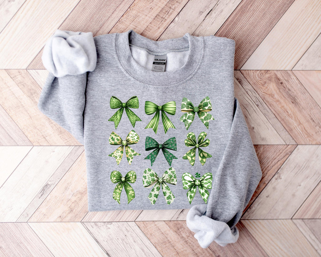 Coquette Shamrock Bows Sweatshirt, St. Patrick's Day Irish Green Shirt