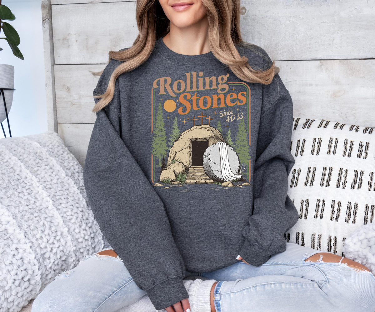 He Is Risen Easter T-Shirt, Rolling Stones Christian Tee
