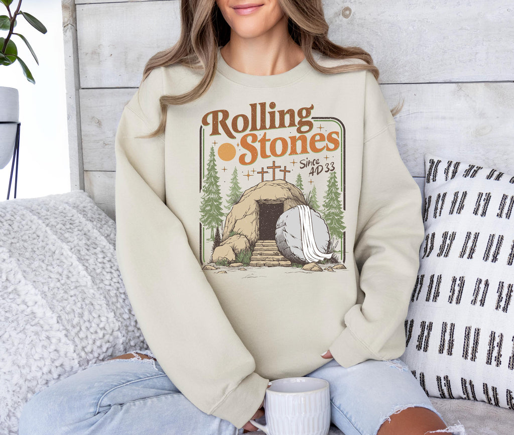 He Is Risen Easter T-Shirt, Rolling Stones Christian Tee