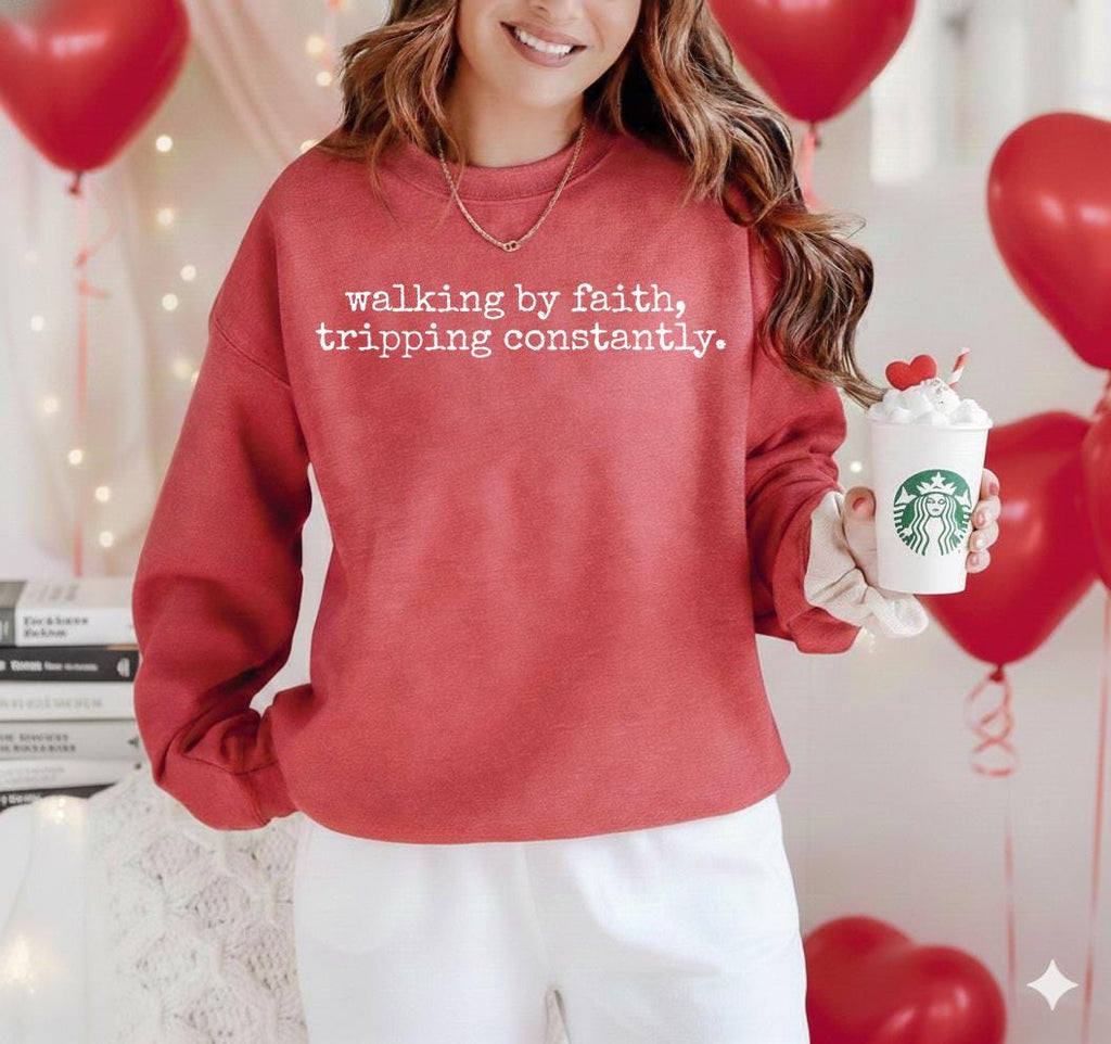 Walking by Faith Tripping Constantly Shirt, Inspirational Christian Tee