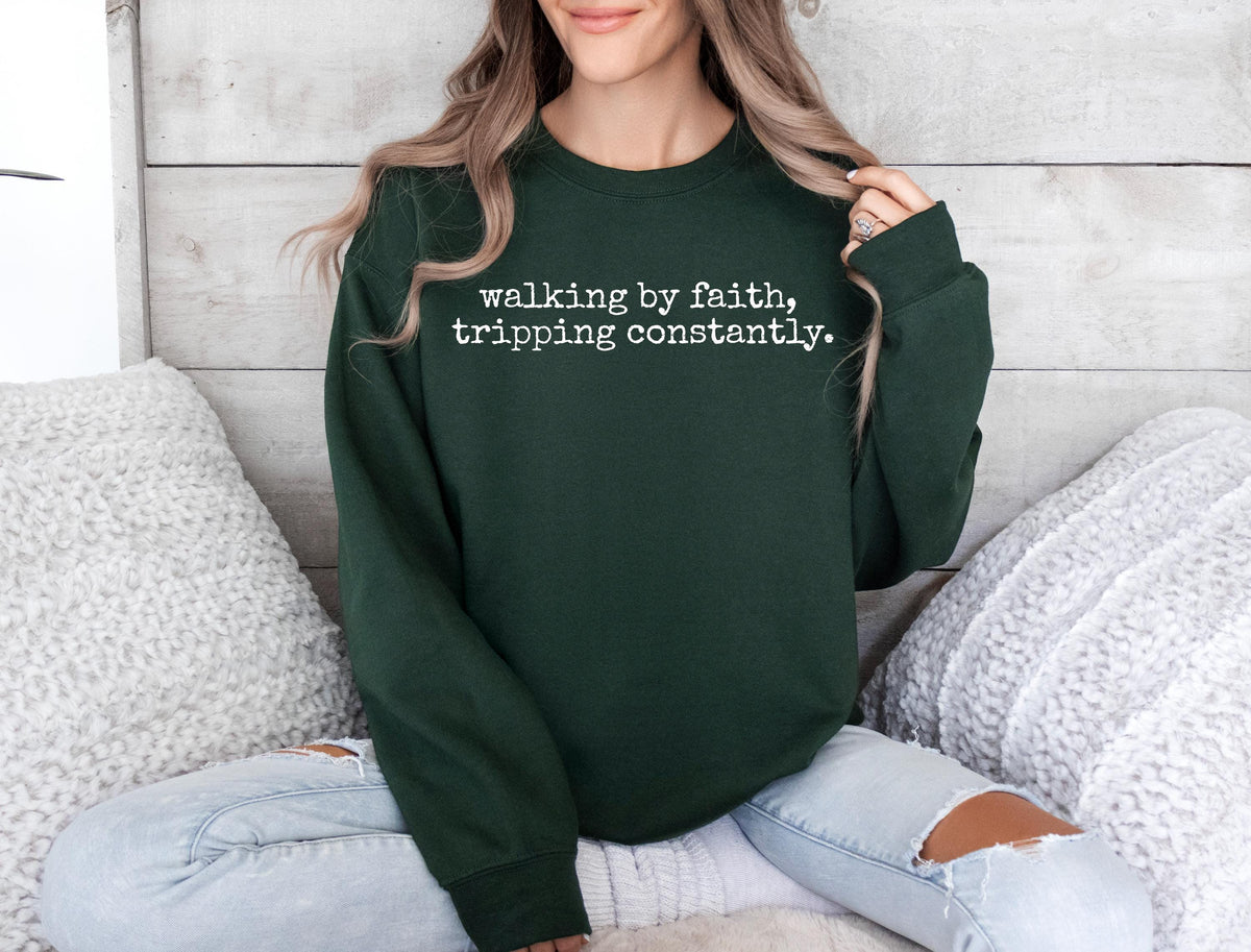 Walking by Faith Tripping Constantly Shirt, Inspirational Christian Tee