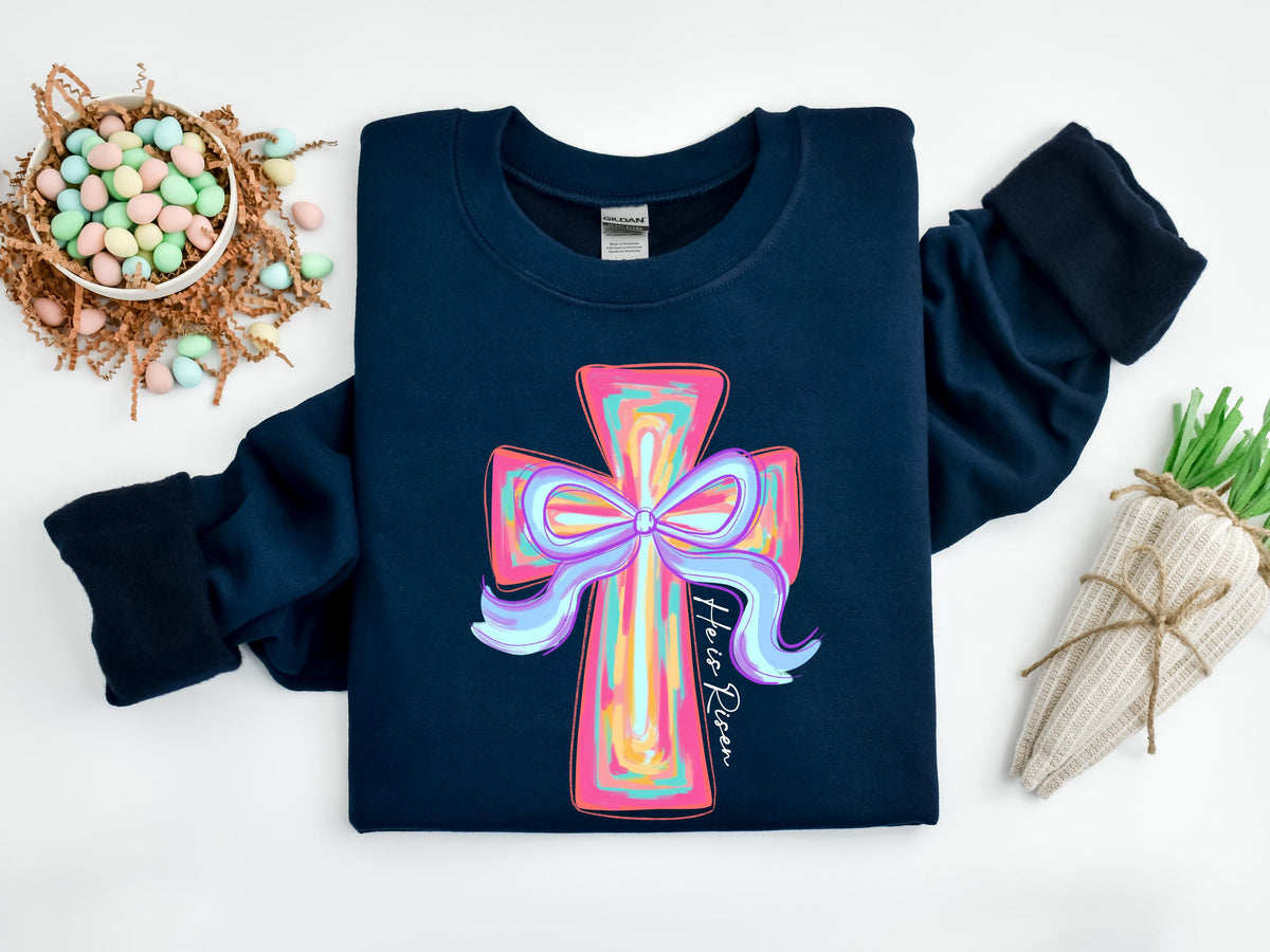 He Is Risen Easter Shirt, Christian Cross Graphic Tee